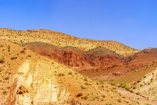 Pohled Krajinu Různých Skalních Útvarů Vysokých Pohoří Atlas Maroko — Stock fotografie
