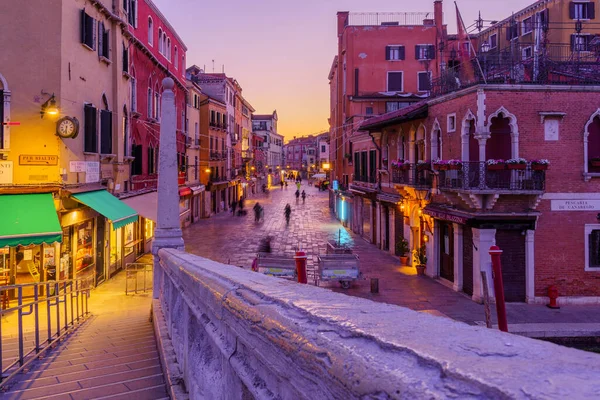 Venise Italie Février 2022 Lever Soleil Dans Rue Rio Tera — Photo