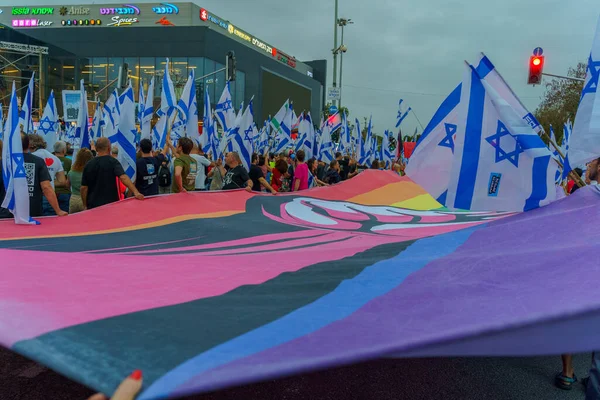Haifa Israel Maj 2023 Människor Som Håller Stor Protestbanner Vecka — Stockfoto