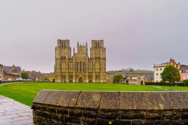 Vista Edifício Catedral Wells Somerset Inglaterra Reino Unido — Fotografia de Stock