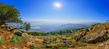 Panoramic landscape of the Hula Valley (upper Jordan River valley), from Keren Naftali (Upper Galilee), Northern Israel