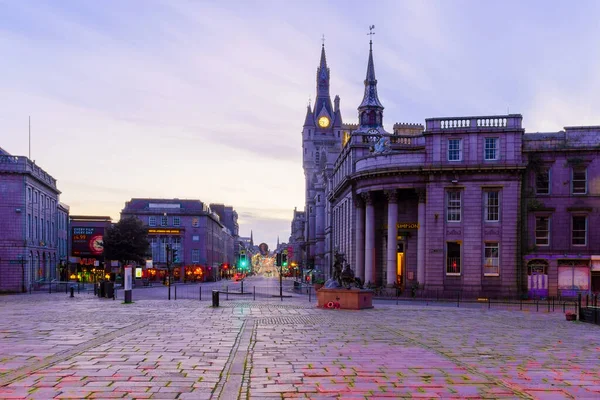 Aberdeen Ngiltere Ekim 2022 Aberdeen Şehir Merkezindeki Castle Street Günbatımı — Stok fotoğraf