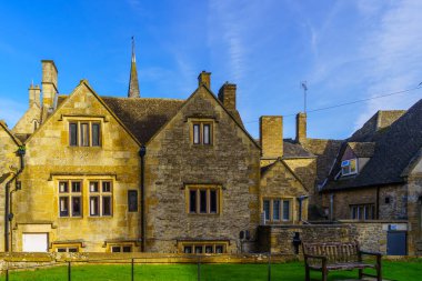 Stow-on-the-Wold 'daki tipik binaların manzarası, Cotswolds bölgesi, İngiltere, İngiltere