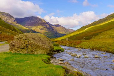 Honister Geçidi 'nin manzarası, Cumbria, İngiltere, İngiltere