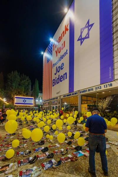 Haifa Izrael 2023 Projev Solidarity Rodinami Rukojmích Unesených Gazy Poděkování Stock Snímky