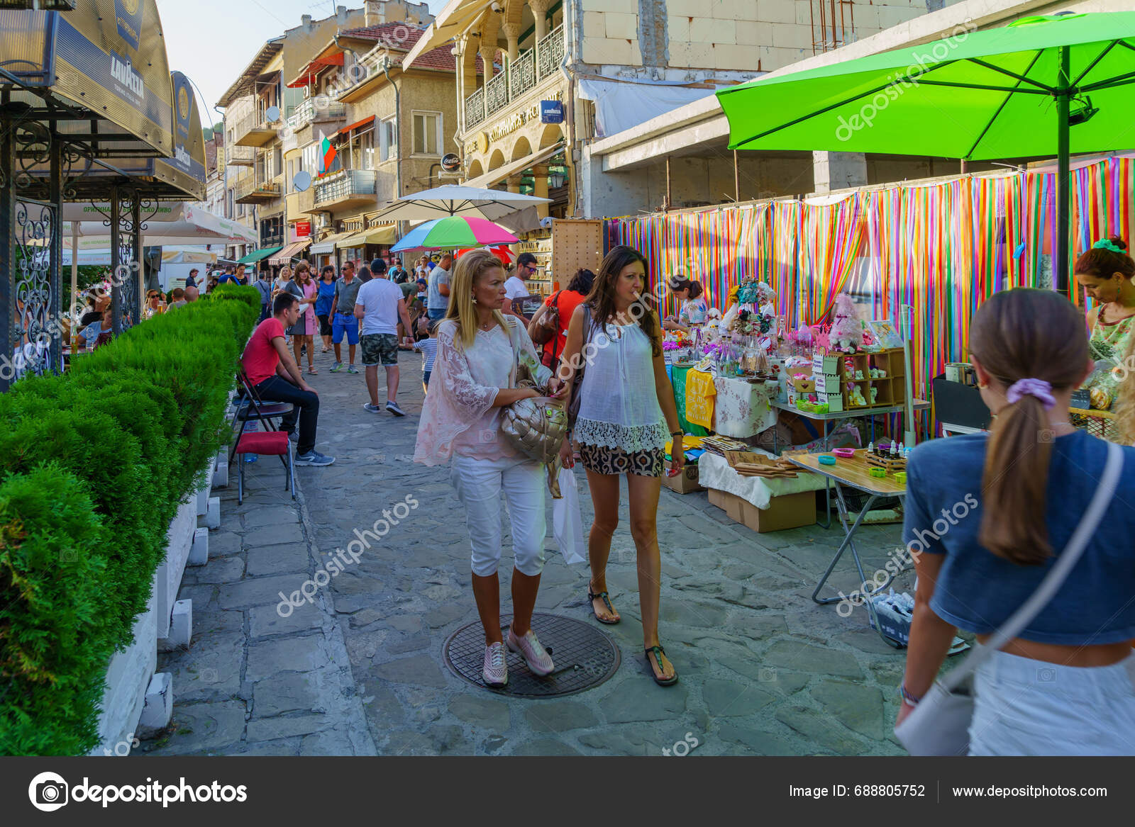 Veliko Tarnovo Bulgaria September 2023 Street Scene Locals Visitors