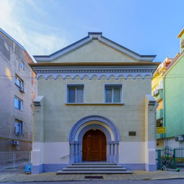 Rusçuk, Bulgaristan - 17 Eylül 2023: Bulgaristan 'ın kuzeydoğusundaki Sinagog Manzarası