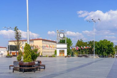 Strumica, Kuzey Makedonya - 01 Ekim 2023: Strumica, Kuzey Makedonya 'daki Kent Merkez Meydanı manzarası