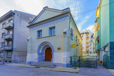 Rusçuk, Bulgaristan - 17 Eylül 2023: Bulgaristan 'ın kuzeydoğusundaki Sinagog Manzarası