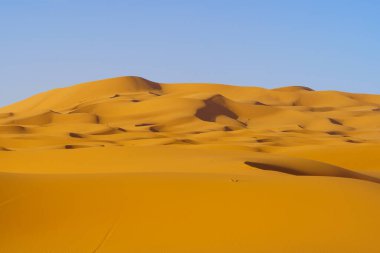 Merzouga 'daki kum tepeleri manzarası, Sahra Çölü, Fas