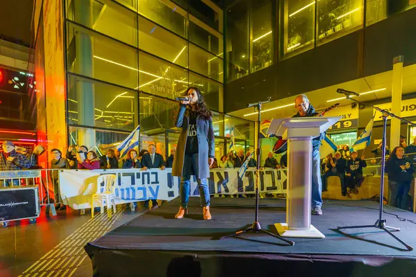 Haifa Israel Martie 2024 Cântăreața Michal Golan Parte Unui Marș — Fotografie, imagine de stoc