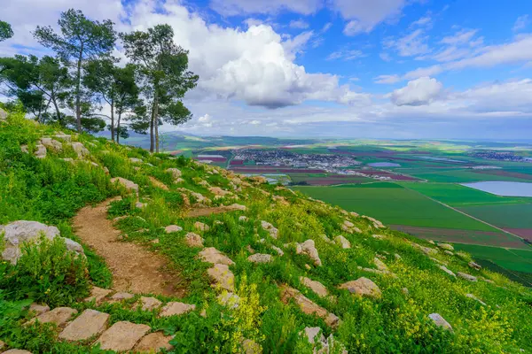 Zimní Pohled Krajinu Údolí Jezreel Hřebene Pohoří Gilboa Severní Izrael Royalty Free Stock Obrázky