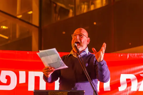 Haifa Israel Maret 2024 Prof Zeevik Greenberg Berbicara Kepada Kerumunan — Stok Foto