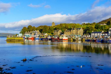 Tarbert, UK - September 27, 2022: View of port of Tarbert, in the Kintyre peninsula, Scotland, UK clipart