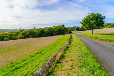 Cotswolds bölgesinde, İngiltere, İngiltere 'de, dağlık arazi ve tepelerin manzarası