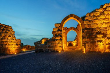 Evening view of the ruins of the crusader Belvoir Fortress (Kochav HaYarden, Jordan Star), now a national park. Northern Israel clipart