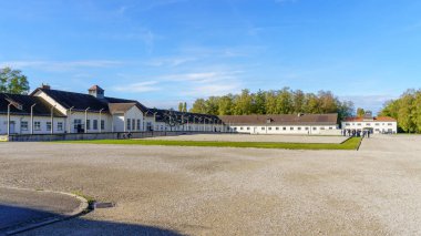 Dachau, Germany - October 07, 2024: View of the Dachau concentration camp, with visitors, Bavaria, Germany clipart