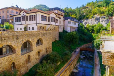 View of building and bridges, in the town Kratovo, North Macedonia clipart