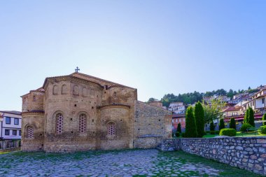 Kuzey Makedonya 'nın Ohri kentindeki Aziz Sophia Kilisesi manzarası