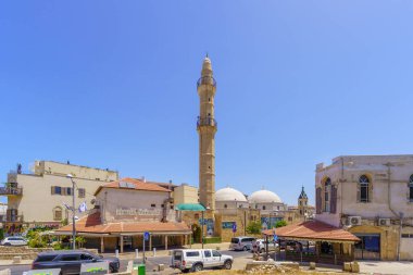 Tel Aviv, İsrail - 16 Mayıs 2025 Mahmoudiya Camii ve saat kulesi ile eski Jaffa 'ya bakın. Artık Tel Aviv-Yafo, İsrail 'in bir parçası.