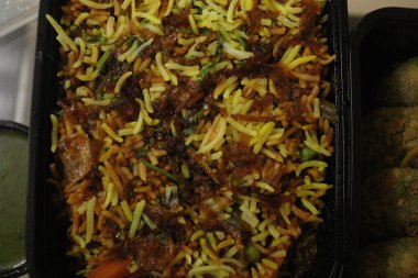 Lezzetli Asya yemeklerinin yakın görüntüsü