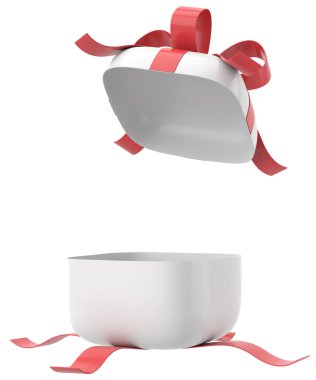 Hediye Kutusu açıldı. Üç boyutlu hediye kutusu. 3B illüstrasyon.