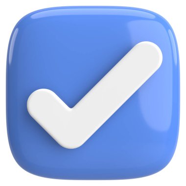 3 boyutlu onay kutusu. İşaretle. 3B illüstrasyon.