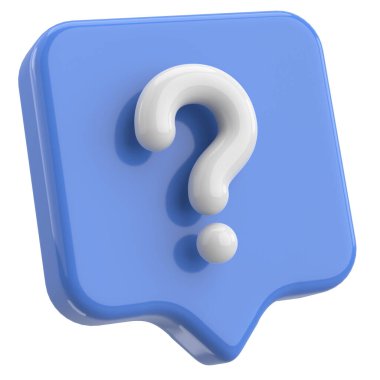 Soru işareti işareti. 3B illüstrasyon.