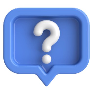 Soru işareti işareti. 3B illüstrasyon.