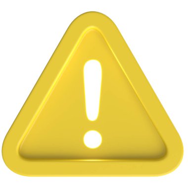 Uyarı işareti. Ünlem işareti. 3B illüstrasyon.