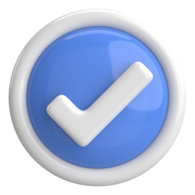 3 boyutlu onay kutusu. İşaretle. 3B illüstrasyon.