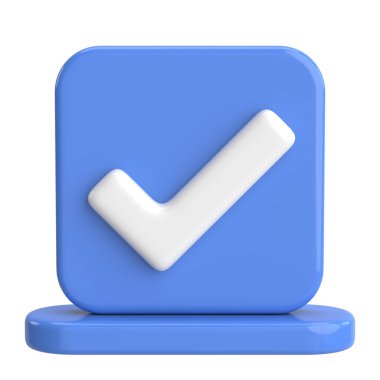 3 boyutlu onay kutusu. İşaretle. 3B illüstrasyon.