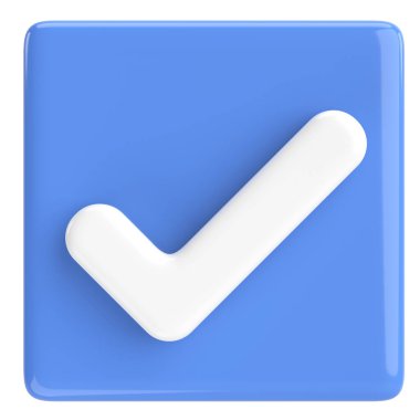 3 boyutlu onay kutusu. İşaretle. 3B illüstrasyon.