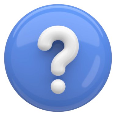 Soru işareti işareti. 3B illüstrasyon.