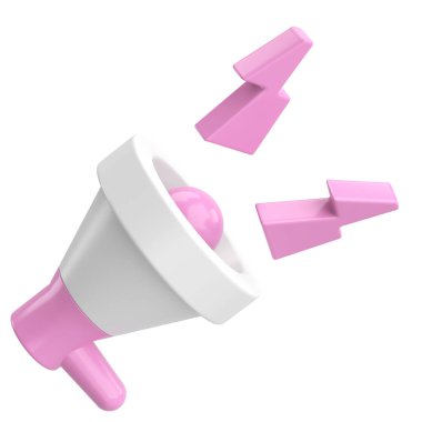 Üç boyutlu megafon. Duyuru simgesi. 3B illüstrasyon.