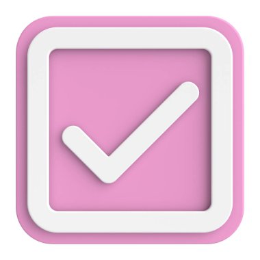 3 boyutlu onay kutusu. İşaretle. 3B illüstrasyon.