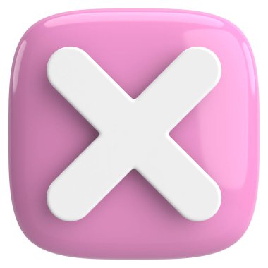 Üç boyutlu kapatma düğmesi. Çapraz. 3B illüstrasyon.