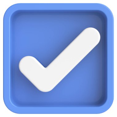 3 boyutlu onay kutusu. İşaretle. 3B illüstrasyon.