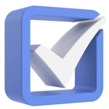 3 boyutlu onay kutusu. İşaretle. 3B illüstrasyon.