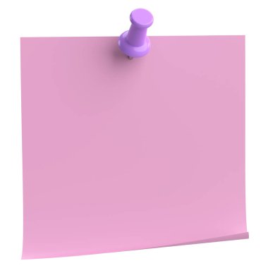 Üç boyutlu not kağıdı. Yapışkan bir not. 3B illüstrasyon.