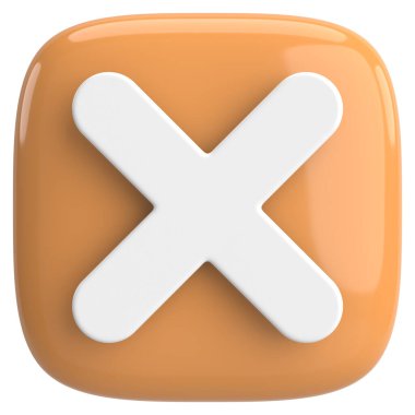 Üç boyutlu kapatma düğmesi. Çapraz. 3B illüstrasyon.