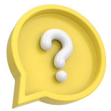 Soru işareti işareti. 3B illüstrasyon.