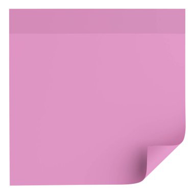 Üç boyutlu not kağıdı. Yapışkan bir not. 3B illüstrasyon.