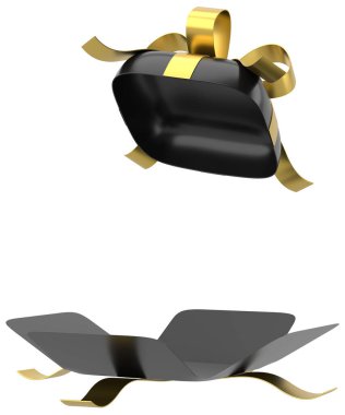 Hediye Kutusu açıldı. Üç boyutlu hediye kutusu. 3B illüstrasyon.