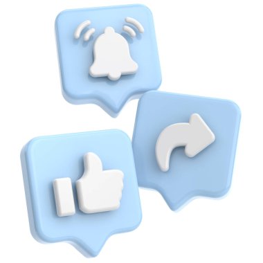 Paylaşım ve abone simgeleri gibi. 3D simge. Paylaşım ve üyelik simgeleri gibi. 3 Boyutlu simge.