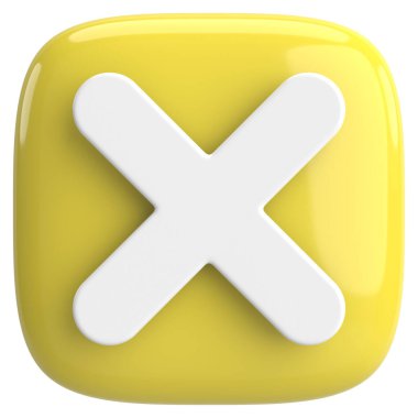 Üç boyutlu kapatma düğmesi. Çapraz. 3B illüstrasyon.