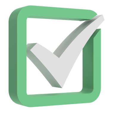 3 boyutlu onay kutusu. İşaretle. 3B illüstrasyon.