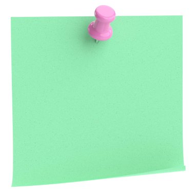 Üç boyutlu not kağıdı. Yapışkan bir not. 3B illüstrasyon.