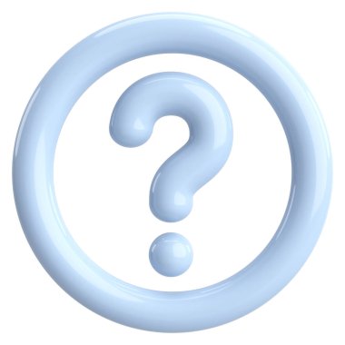 Soru işareti işareti. 3B illüstrasyon.