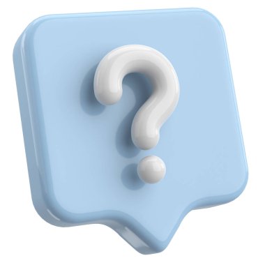 Soru işareti işareti. 3B illüstrasyon.